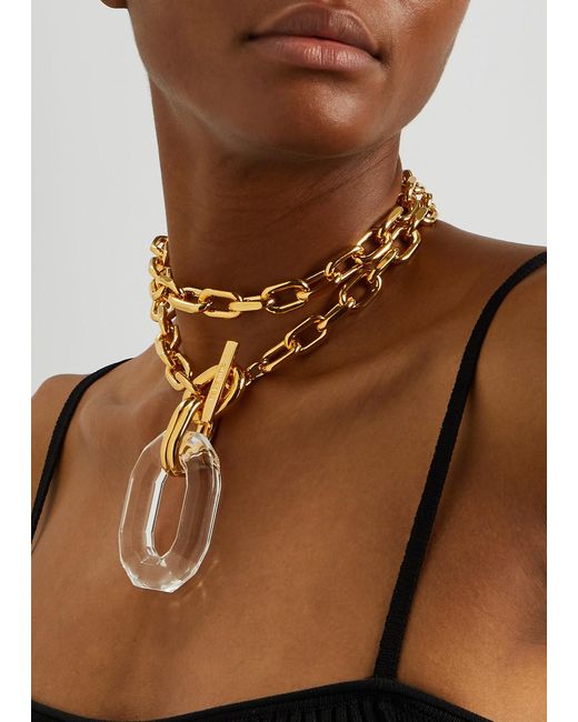 Rabanne Metallic Double Chain Xl Link -plated Necklace