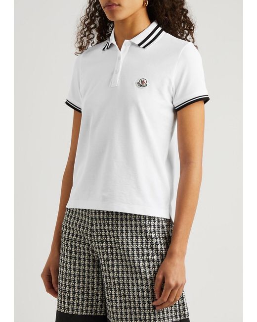Moncler White Logo Piqué Cotton Polo Shirt