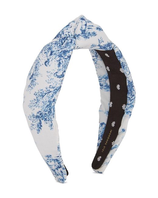 Lele Sadoughi Blue Printed Knot-Embellished Headband