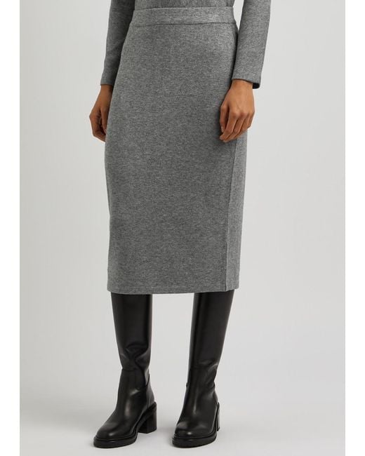 Vince Gray Knitted Midi Skirt