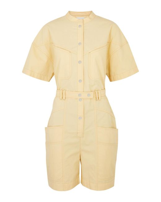Isabel Marant Yellow Kiara Belted Cotton Playsuit