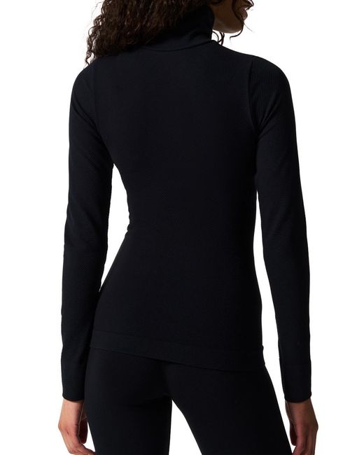 Perfect Moment Black Logo-Embroidered High-Neck Thermal Top