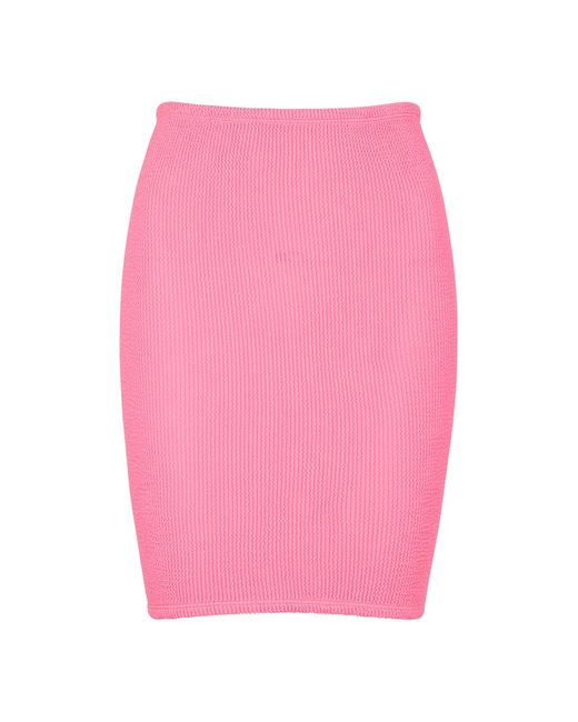 Hunza G Pink Neon Seersucker Mini Skirt, Mini Skirt