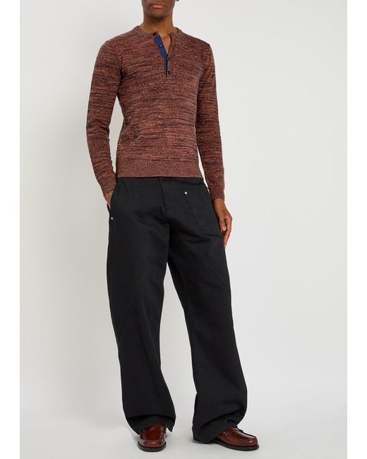J.W. Anderson Brown Melange Henley Knit Jumper for men
