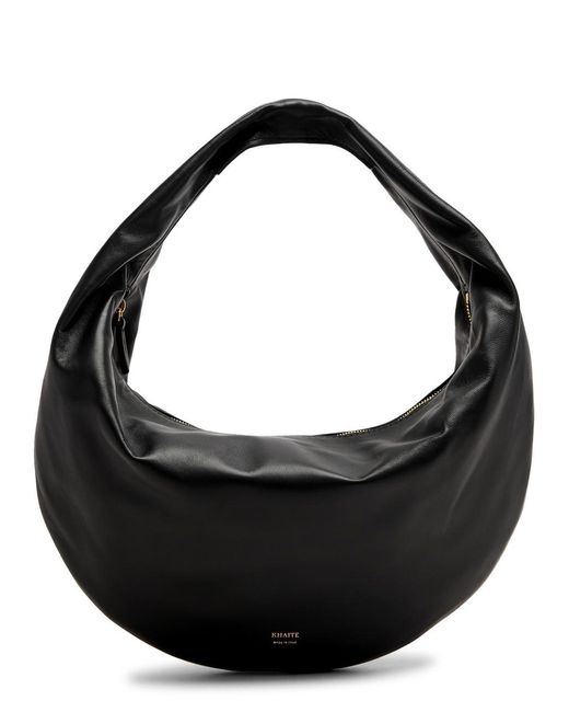 Khaite Black Olivia Medium Leather Top Handle Bag