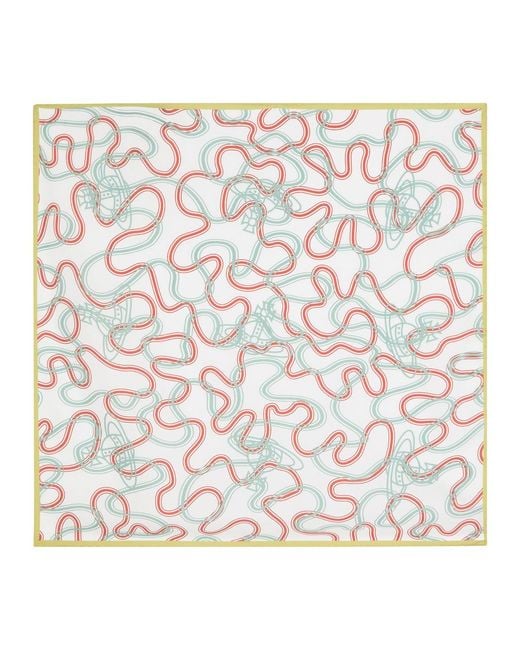 Vivienne Westwood White Wiggle Orb Printed Silk Scarf