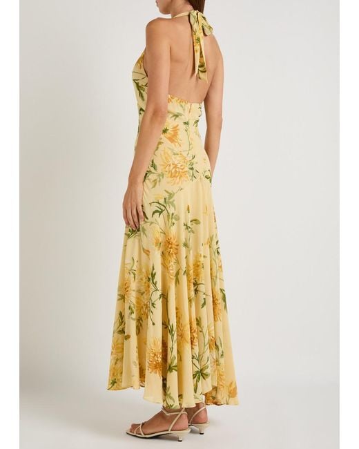 Reformation Metallic Briony Panelled Floral-Print Georgette Midi Dress