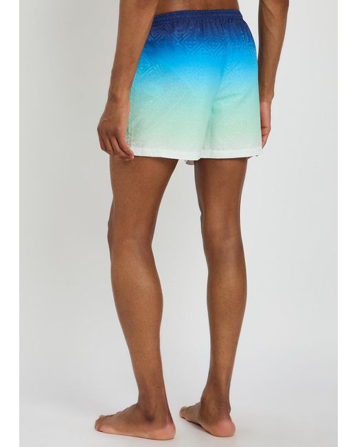 Casablanca Blue Degradé Logo-Print Shell Swim Shorts for men