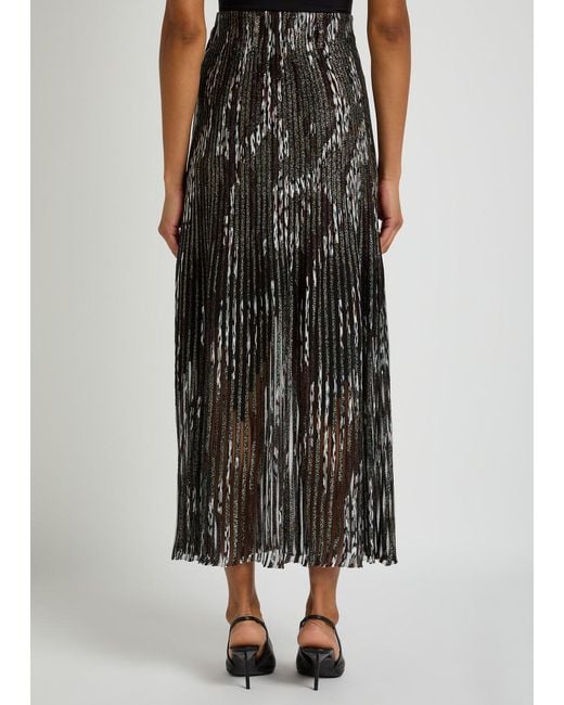 Missoni Black Patterned-Jacquard Metallic-Knit Midi Skirt