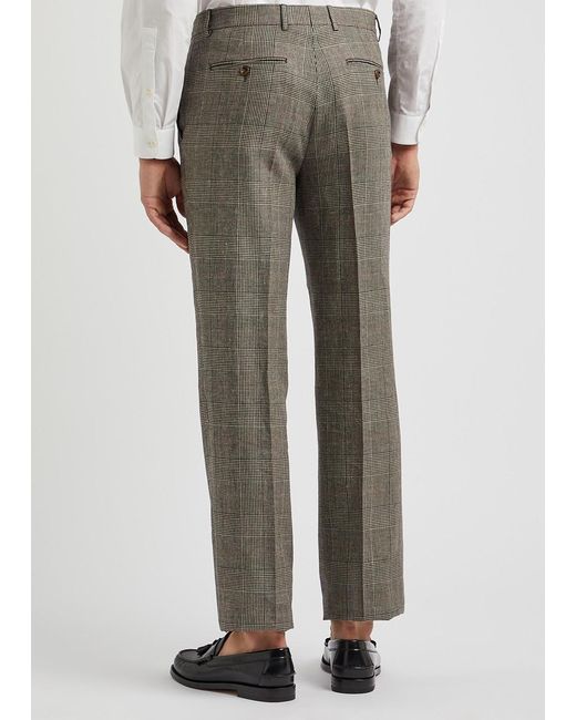 Gucci Gray Checked Wool-blend Trousers for men