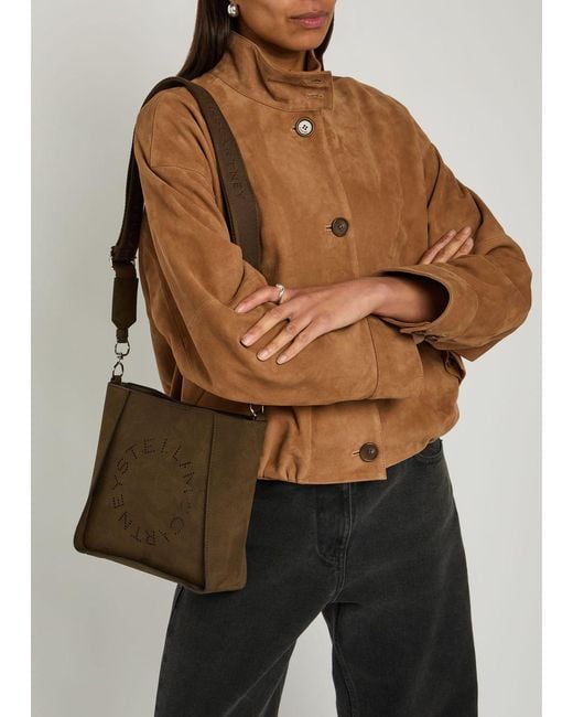 Stella McCartney Brown Logo Square Grained Faux Leather Cross-Body Bag