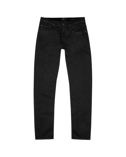 7 For All Mankind Black Slimmy Tapered Luxe Performance+ Jeans for men