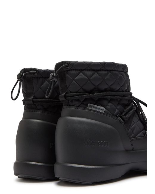 Moon Boot Black Mezzaluna Quilted Nylon Snow Boots