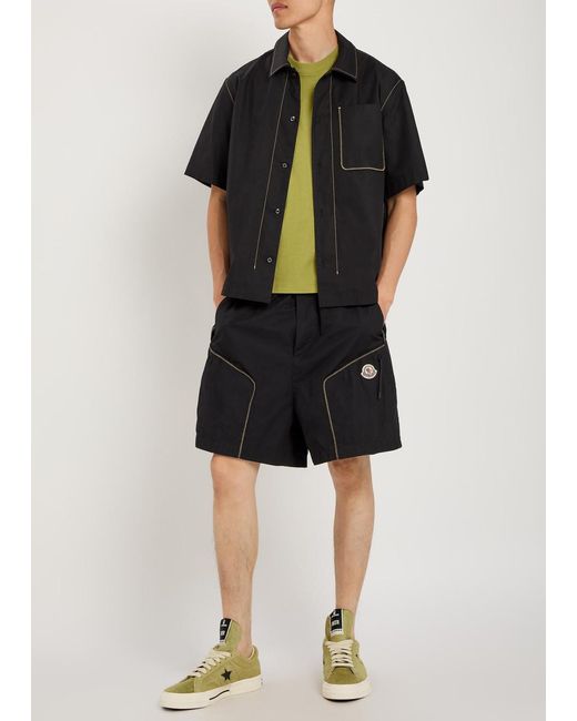 Moncler Black Contrast-Stich Cotton-Poplin Shirt for men