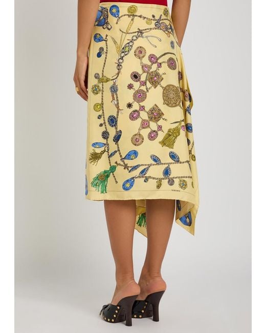 Versace Metallic Printed Silk-Twill Midi Skirt