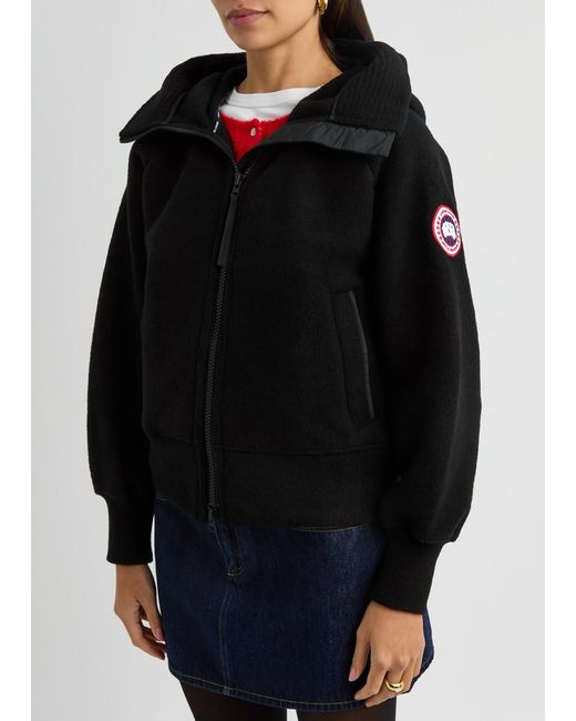 Canada Goose Black Chilliwack Hooded Wool-Blend Fleece Jacket