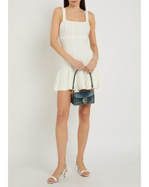 LoveShackFancy White Tabatha Pointelle-Knit Mini Dress