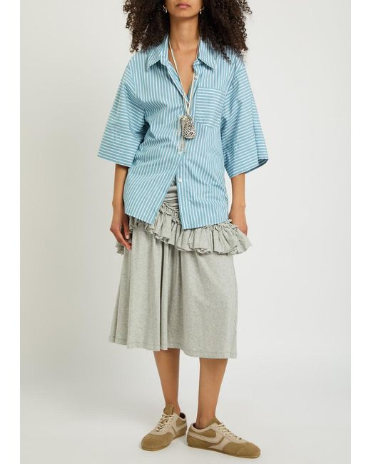 Dries Van Noten Blue Clea Striped Cotton And Silk-Blend Shirt