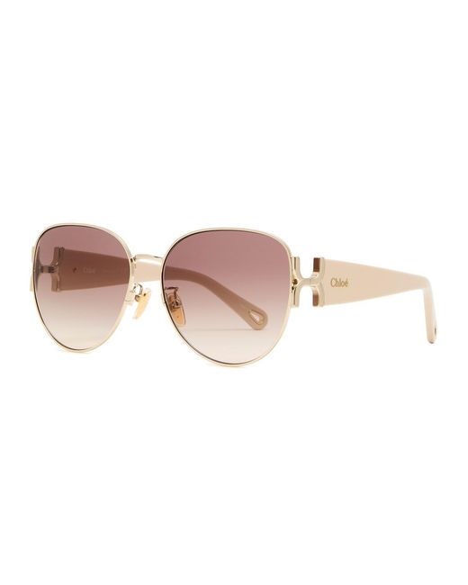 Chloé Pink Round-Frame Sunglasses