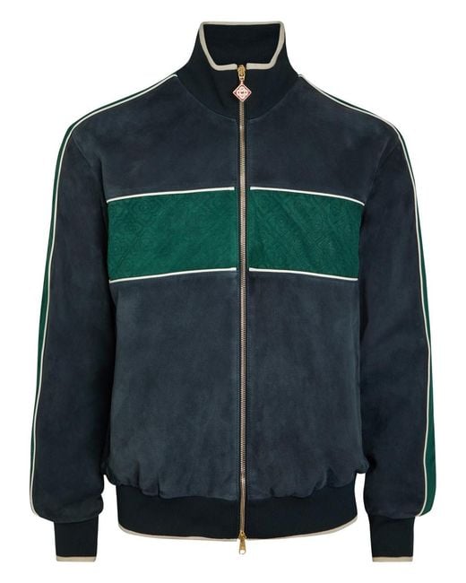 Casablanca Green Panelled Suede Track Jacket for men