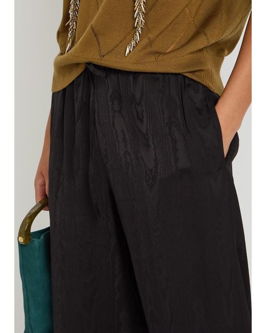 Dries Van Noten Black Puvis Moiré-Jacquard Woven Trousers