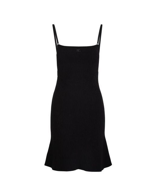 Courreges Black Logo Ribbed-Knit Mini Dress