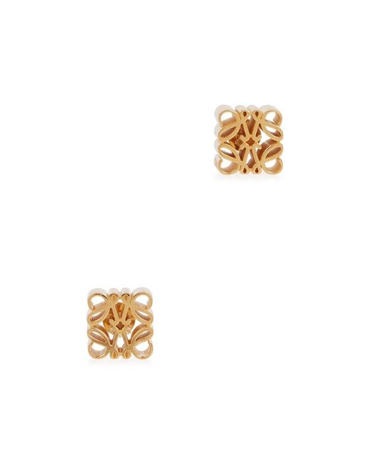 Loewe White Anagram-Tone Stud Earrings