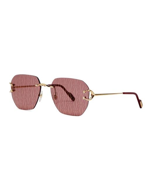 Cartier Pink Signature C De Printed Rimless Sunglasses for men