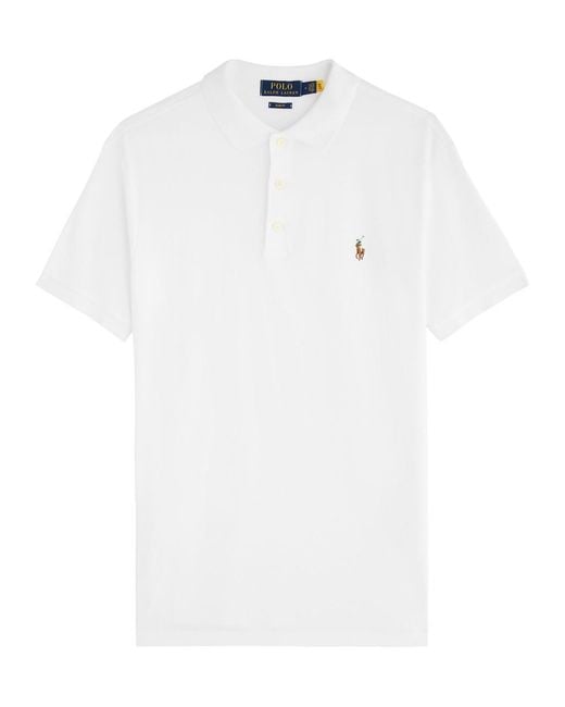 Polo Ralph Lauren White Slim Pima Cotton Polo Shirt, Shirt, Split Side for men