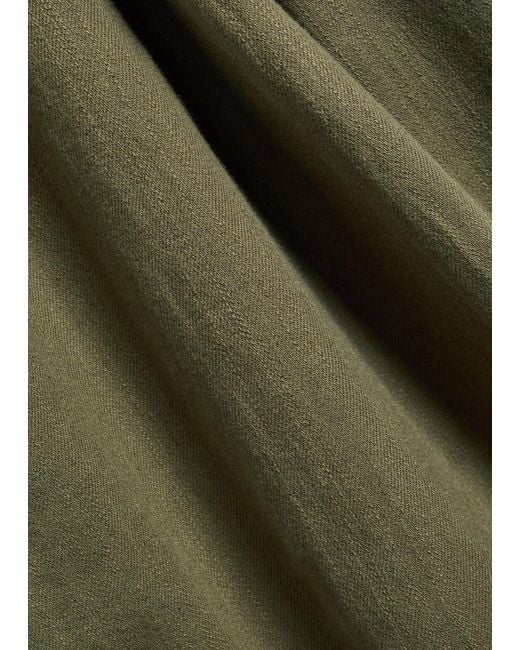 Eileen Fisher Green Straight-Leg Cotton And Linen-Blend Trousers
