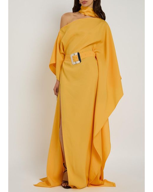 Taller Marmo Yellow Taylor Crepe Maxi Kaftan Dress