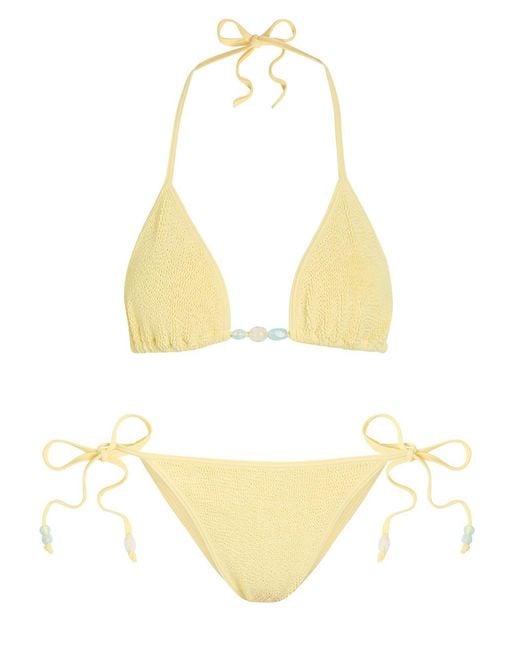 Hunza G White Gina Beaded Detail Bikini
