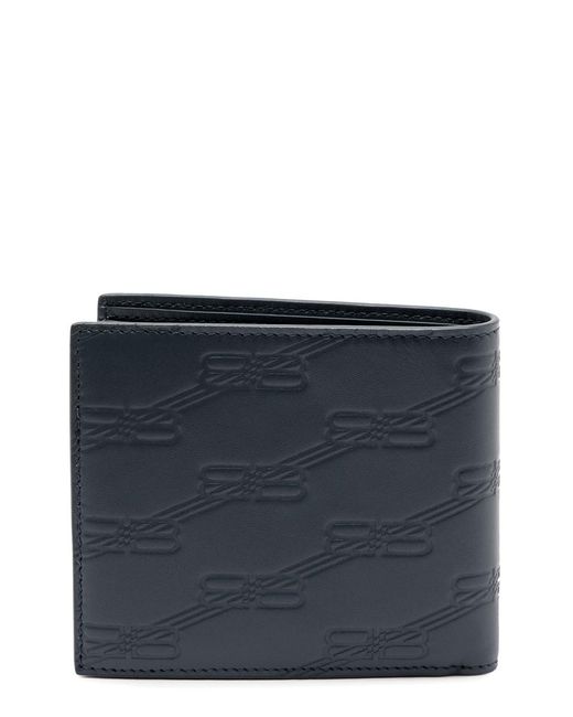 Balenciaga Blue Logo-debossed Leather Wallet for men