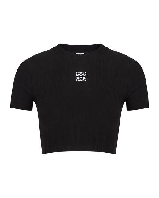 Loewe Black Anagram Cropped Stretch-Cotton T-Shirt