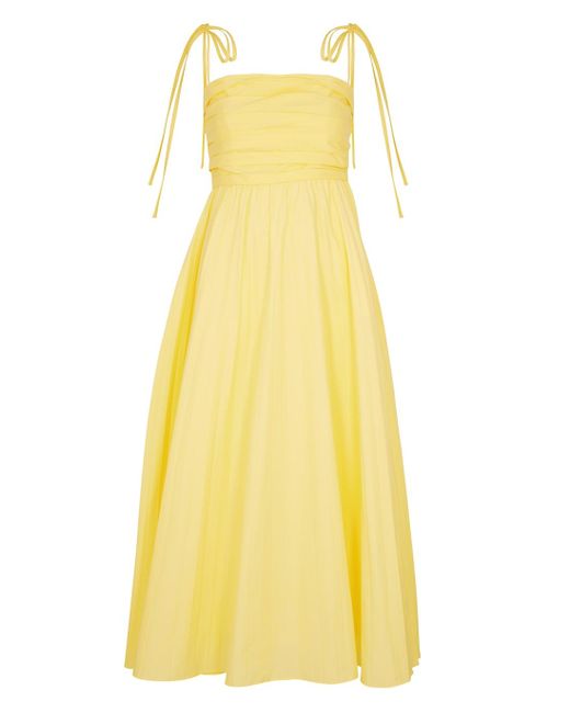 Jonathan Simkhai Yellow Simkhai Caroline Pleated Cotton-blend Midi Dress