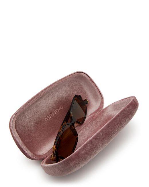 Miu Miu Brown Eyewear Regard Rectangle-Frame Designer Sunglasses