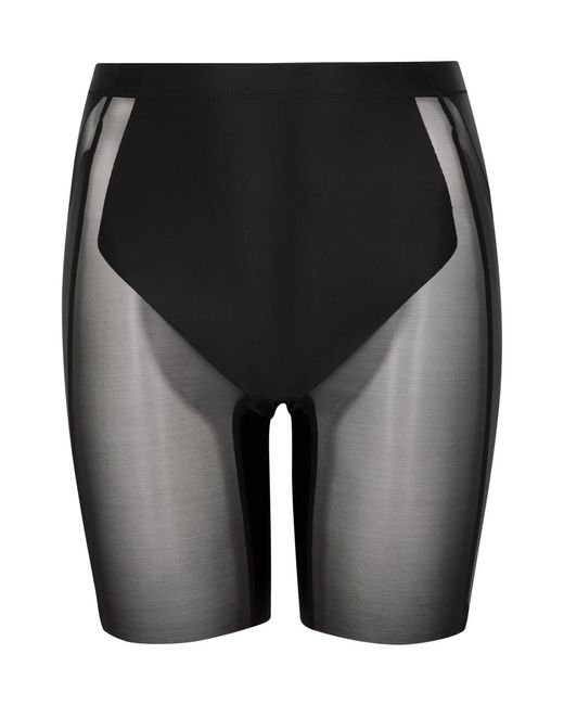 Spanx Black Shaping Satin Mid-thigh Shorts