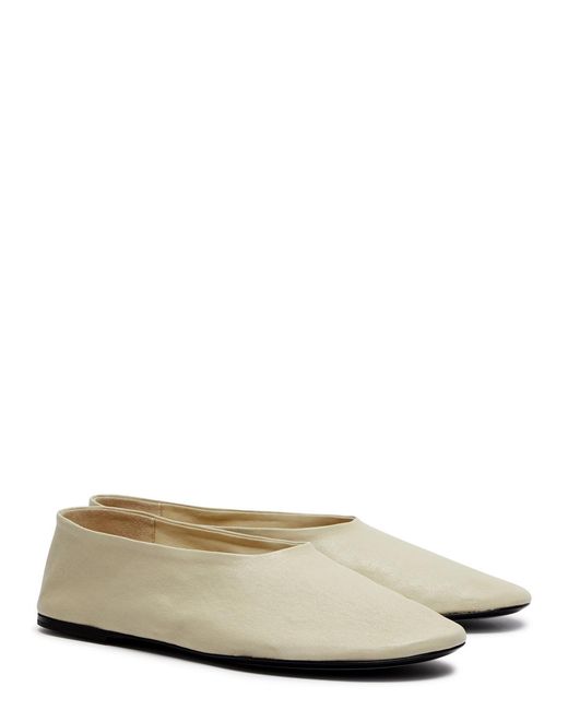 Khaite White Marcy Leather Ballet Flats