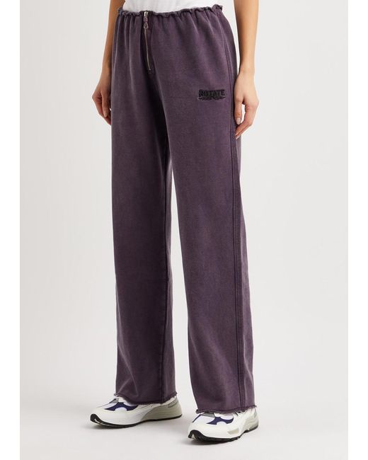 ROTATE SUNDAY Purple Enzyme Logo-embroidered Cotton Sweatpants