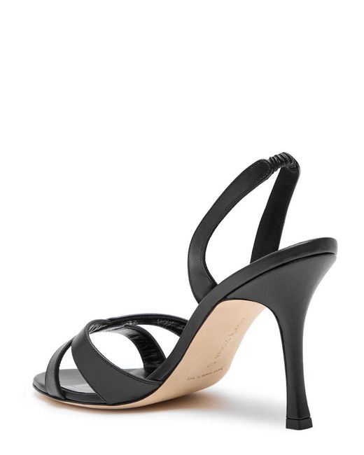 Manolo Blahnik Metallic Callasli 90 Leather Slingback Sandals