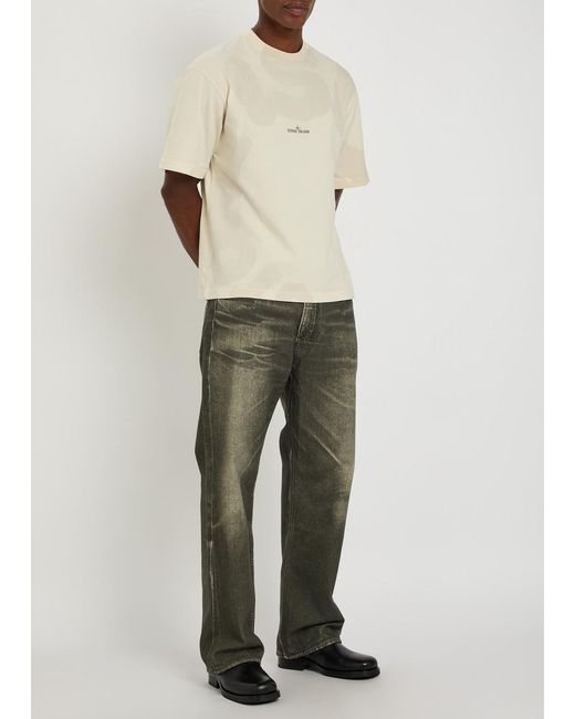 Stone Island Natural Logo-Print Cotton T-Shirt for men