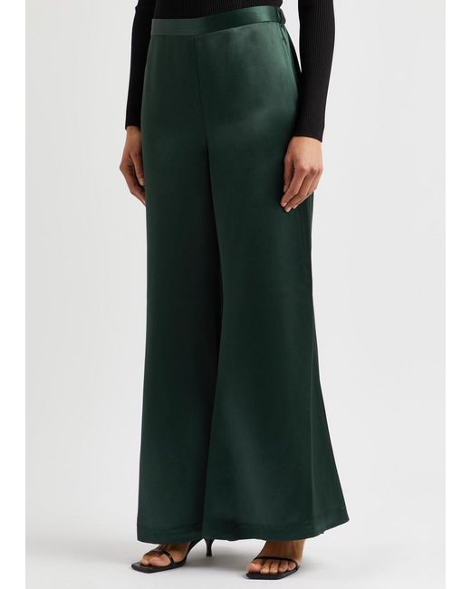 By Malene Birger Green Lucee Flared Satin Trousers for men