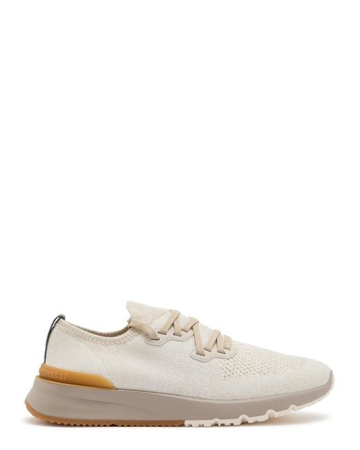 Brunello Cucinelli White Knit Sneakers for men