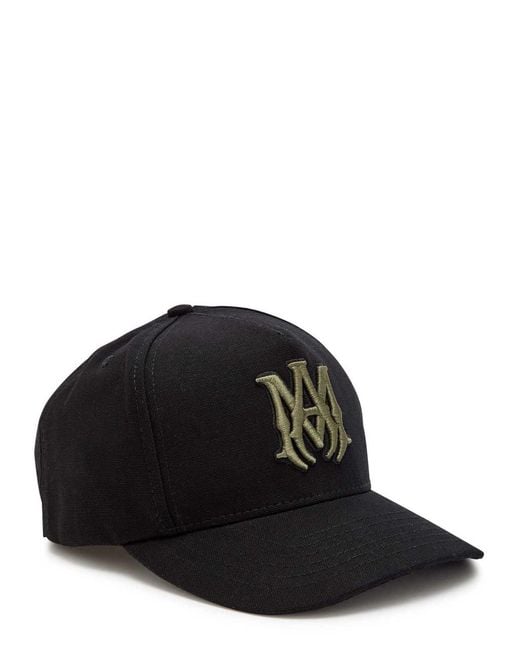 Amiri Black Ma Logo-Embroidered Canvas Cap for men