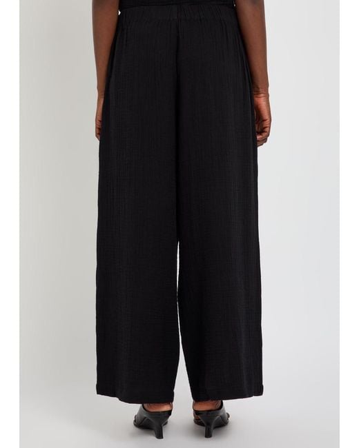 Eileen Fisher Blue Wide-Leg Cotton Trousers