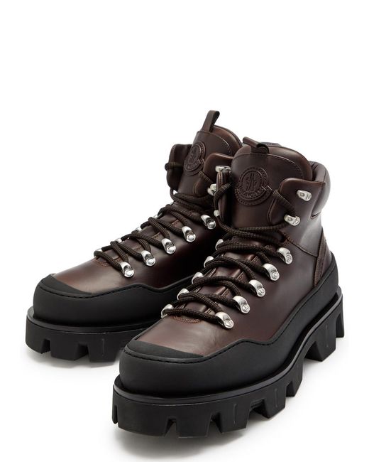 Moncler Black Peak Trek Leather Hiking Boots for men