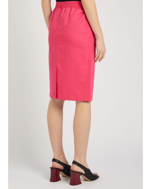 Chloé Pink Gabardine Cotton And Linen-Blend Skirt