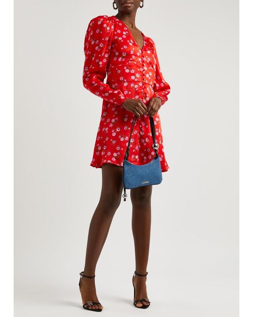 ROTATE SUNDAY Red Rotate Birger Christensen Floral-Print Satin Mini Dress