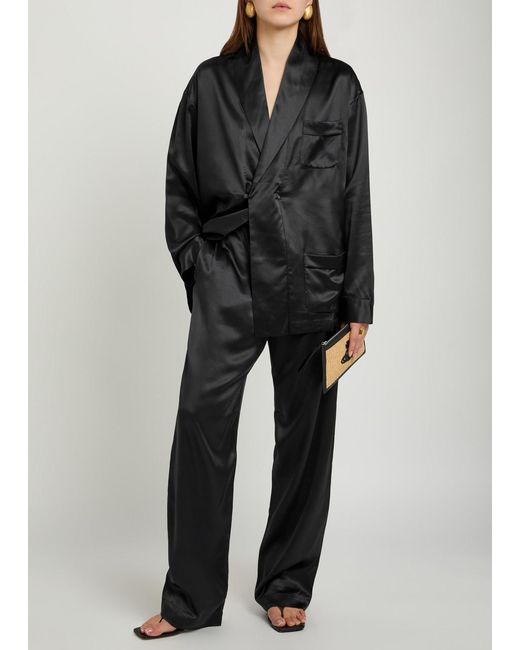 Delos Black Gilbert Double-Breasted Silk Jacket