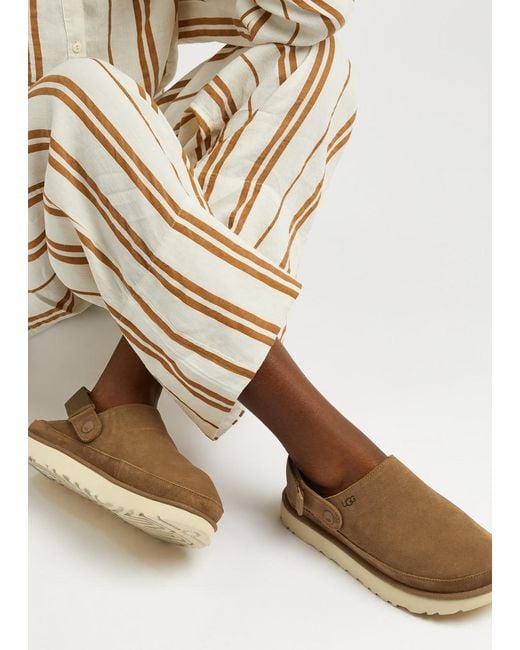 Ugg Brown Goldenstar Clog Suede Sliders